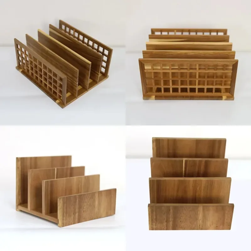 Natural Bamboo Desk Organizer Mail Book Storage Box Removable Office Desktop Magazine Rack Letter Holder