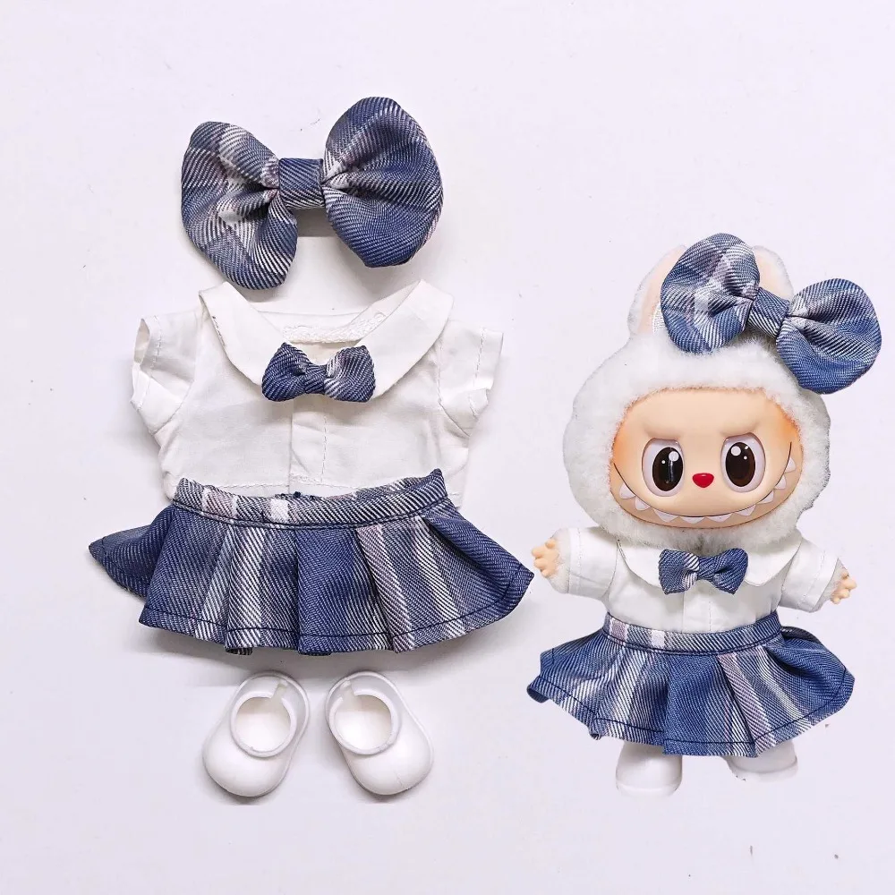 

1Set 17cm Labubu Doll Clothes Mini Doll Outfit JK Skirt Uniform Doll Accessories Sitting Party Changing Dress Game DIY Gift Toys