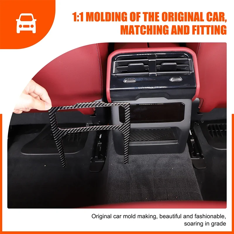 1PCS Carbon Fiber Car Rear Center Air Condition Outlet Lower Frame Sticker Trim Styling Kit For BMW 5 Series G60 G61 2024-2025