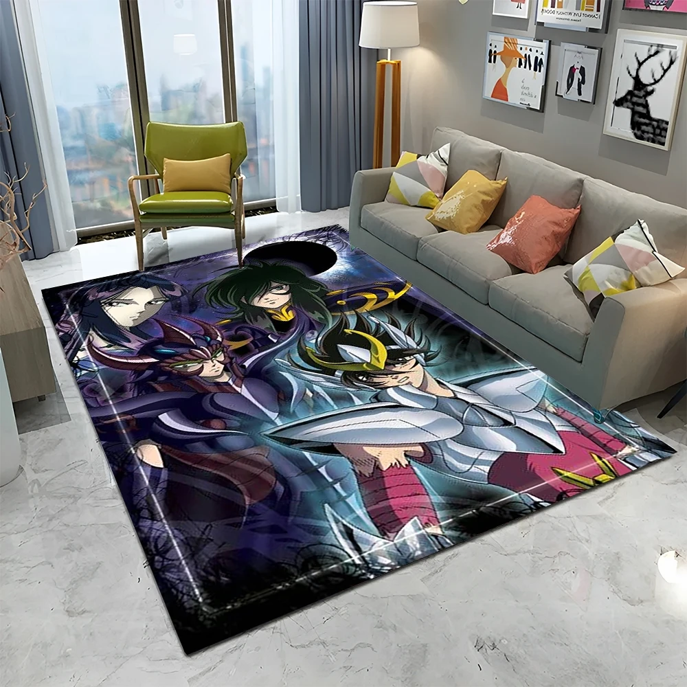 Retro Saint Seiya Anime Cartoon Carpet Rug for Home Living Room Bedroom Sofa Doormat Decor,kids play Area Rug Non-slip Floor Mat