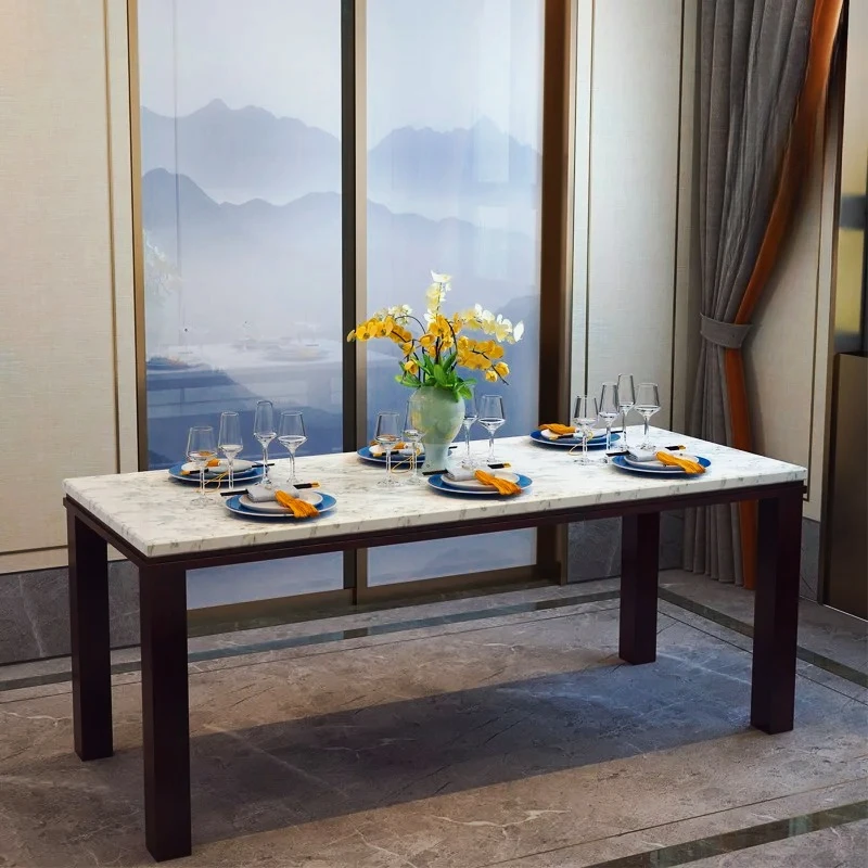 

Warm and practical solid wood dining table and chair combination, one table and six chairs for small household use,modern simple