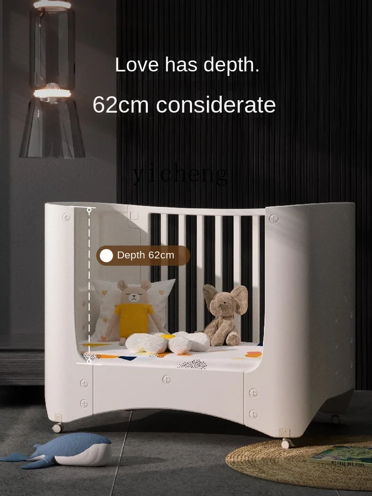 Tqh Movable Crib Bed Diaper-Changing Table Height Adjustment Multifunctional Baby BB Children's Bed Cradle Newborn