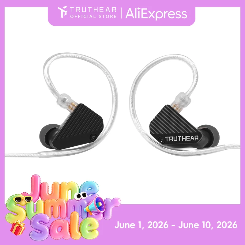 Auricolari TRUTHEAR PURE 1DD + 3BA Hybird Cuffie intrauricolari cablate Tappi per le orecchie HIFI Spina da 3,5 mm Cuffie da gioco a 2 pin da 0,78 mm