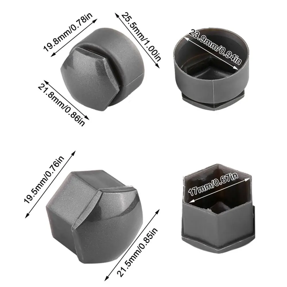 20 PCS Protective Caps 17mm Lug Nut Covers Gray Removal Tool Nut Bolt Cover Caps ABS Bolt Dust Caps for Audi Vehicle Maintenance