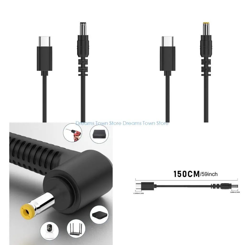 

HX6A USB C PD Type C 20V to 5.5x2.5mm 5.5x2.1mm Conveter Adapter Cable Cord Line for Wireless Routers LED Light CCTV Camera