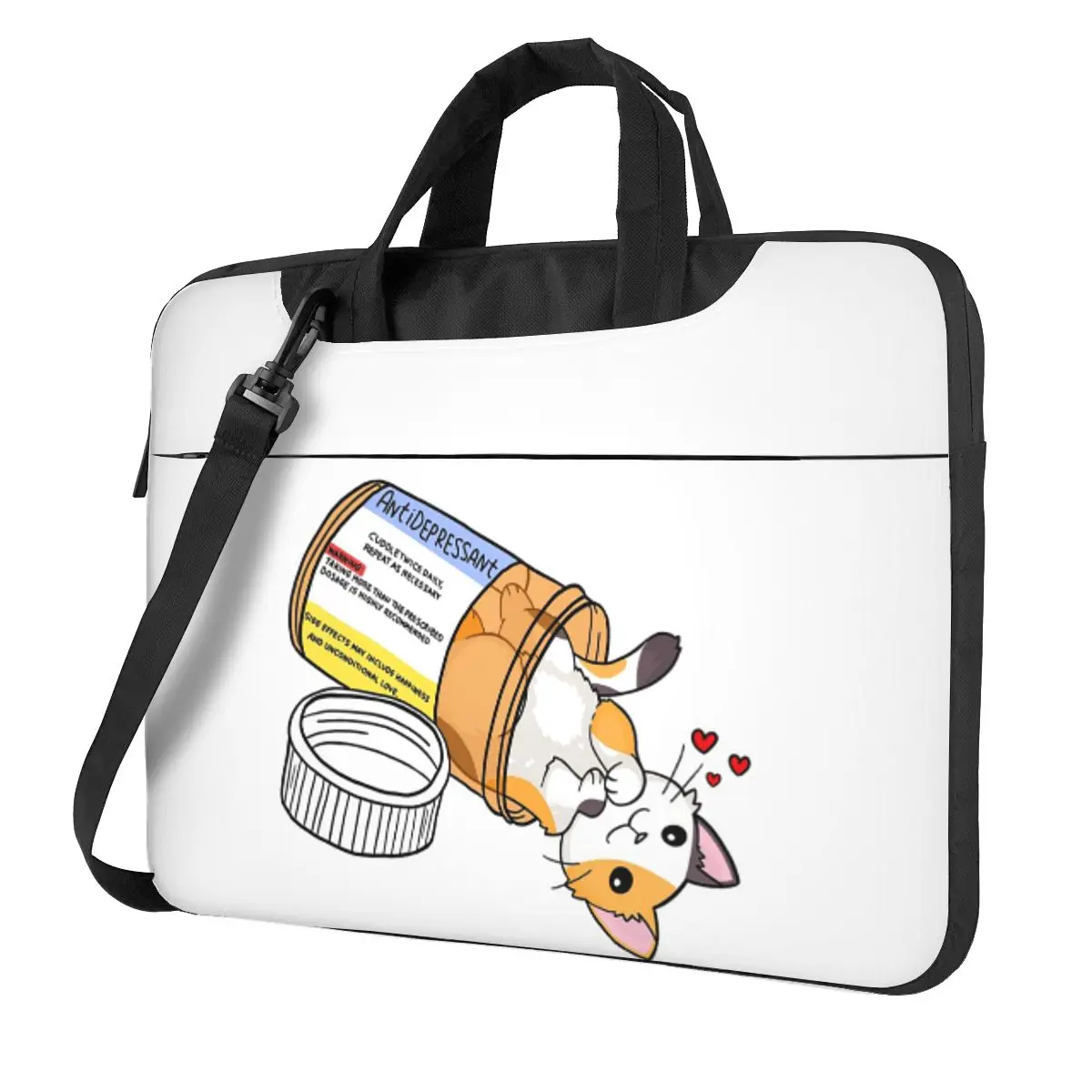 

Calico Kitty Antidepressant Love Medicine Сумка для ноутбука через плечо Сумка для компьютера 13, 14, 15,6-дюймовая сумка для ноутбука Macbook Pro