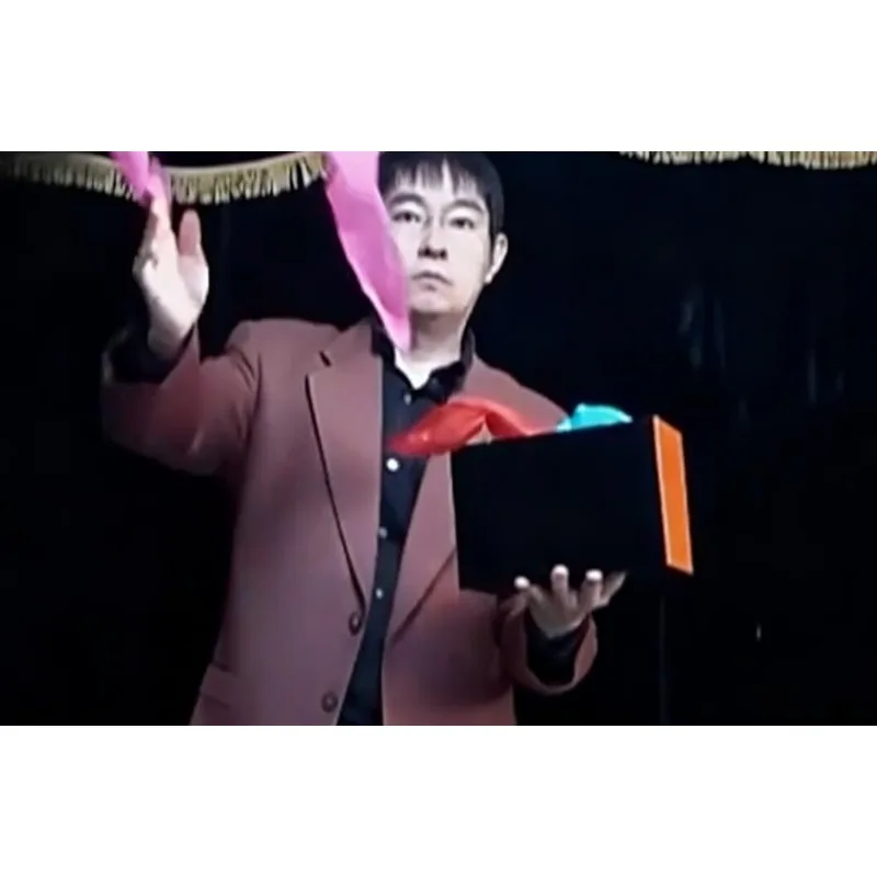 Silk Fountain Box 2 Magic Tricks Instant Silk Production Box Visual Fountain Effect Appears from Empty Box Stage Parlor Close Up