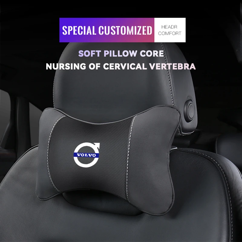 1 قطعة السيارات مسند الرأس شعار السيارة مقعد الرقبة وسادة لفولفو V60 V40 XC90 S60 C30 XC60 V50 V70 S90 XC40 S80 V90 EX30 EX90 EM90 C40 S40