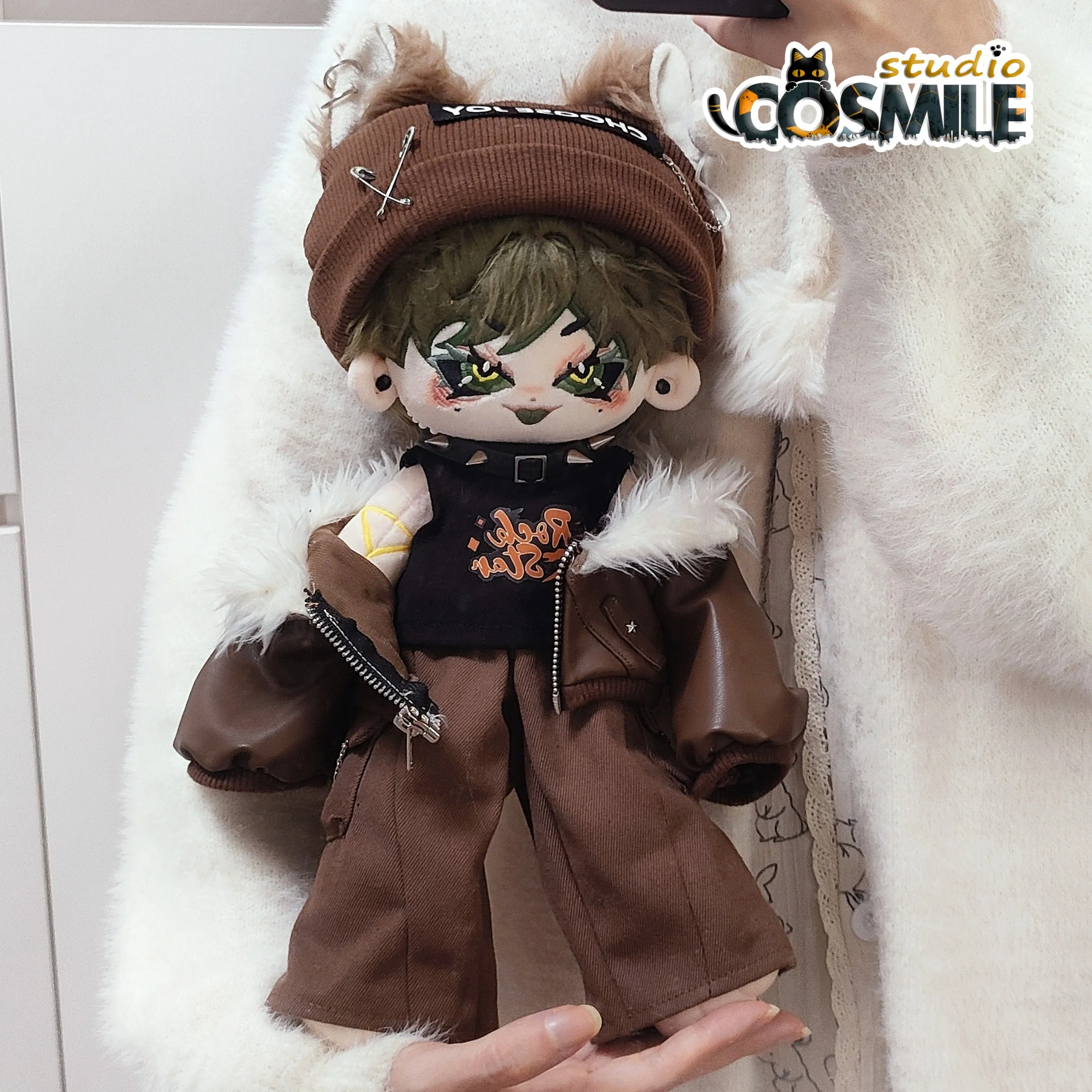 Ropa de muñeco de peluche de 30 cm, accesorios para muñecas, disfraz de chaqueta de cuero estilo Kpop Idol, Demonio Fantasma Malvado, Punk Cool Guy, DJ