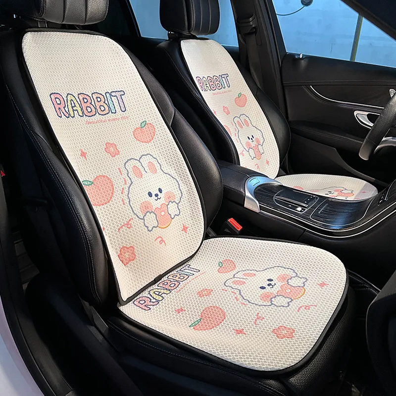 New Four Seasons Universal Cartoon Rabbit 3D Breathable Mesh Protective Car Seat Cushion Cover  Car Interior Ornaments