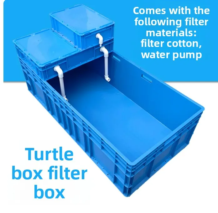 Turtle Tank with Basking Platform Plastic Terrapin Habitat Aquarium Box Filter