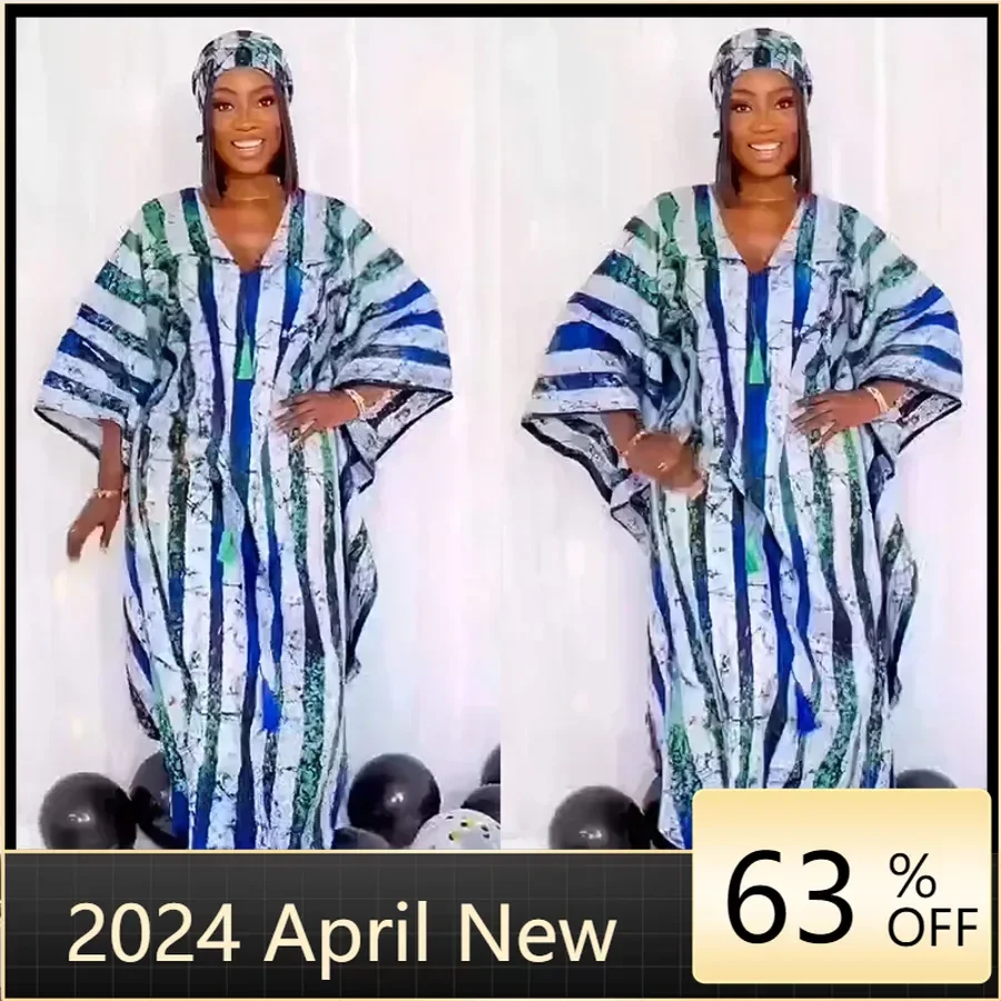 

Plus Size African Dresses for Women 2024 Summer African V-neck Polyester Maxi Dress Gowns Ankara Dresses African Clothes Outfits