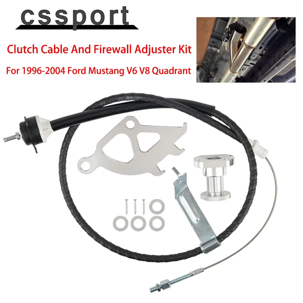 

New Car Mustang Firewall Adjuster Kit Auto Parts And Quadrant Clutch Cable Aluminum For 1996-2004 Silver Easy to install
