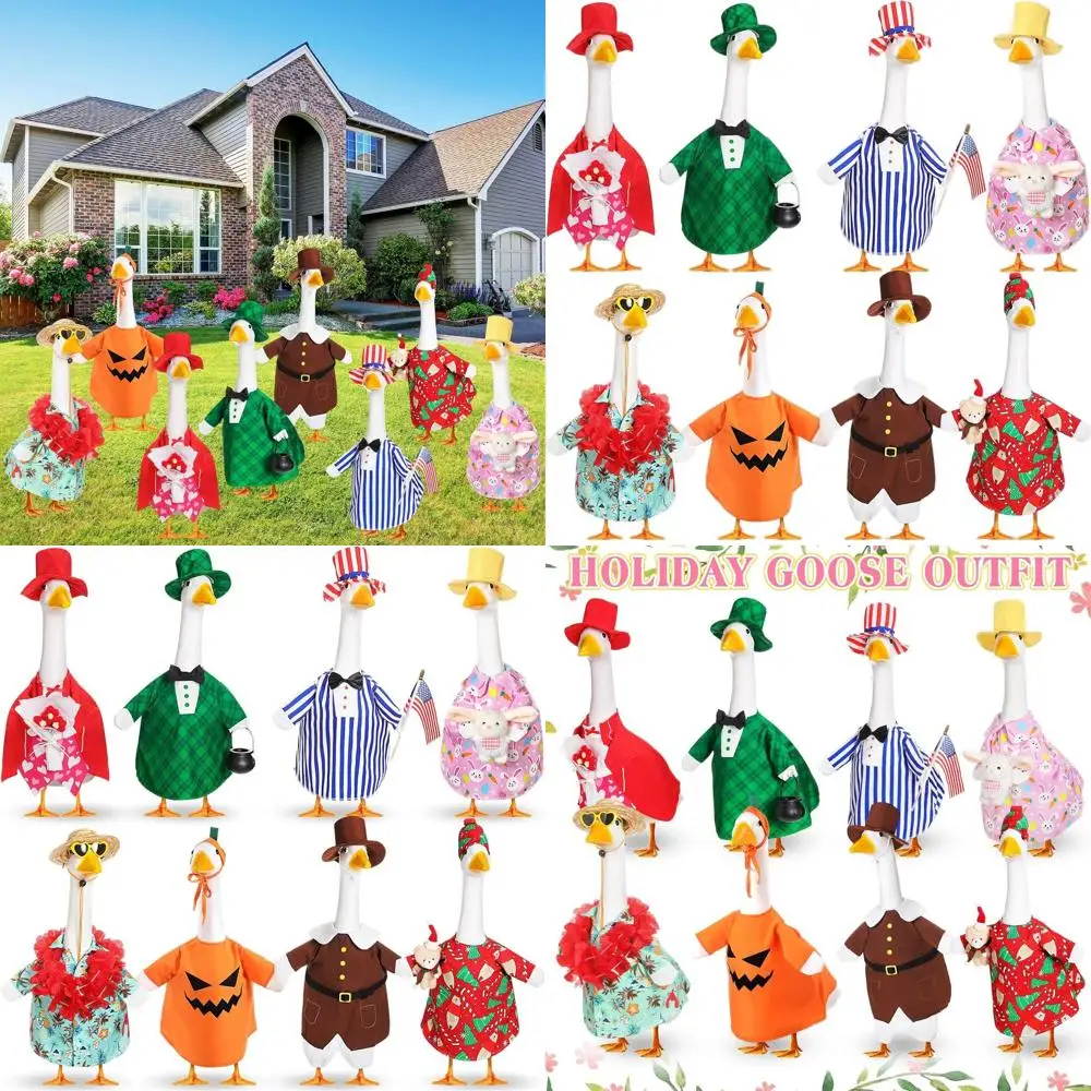 

Seasonal Goose Outfits Set for 23 Cement Statue - Christmas, Valentine's, Summer, All-Season Lawn & Garden Decor (Boy Style)