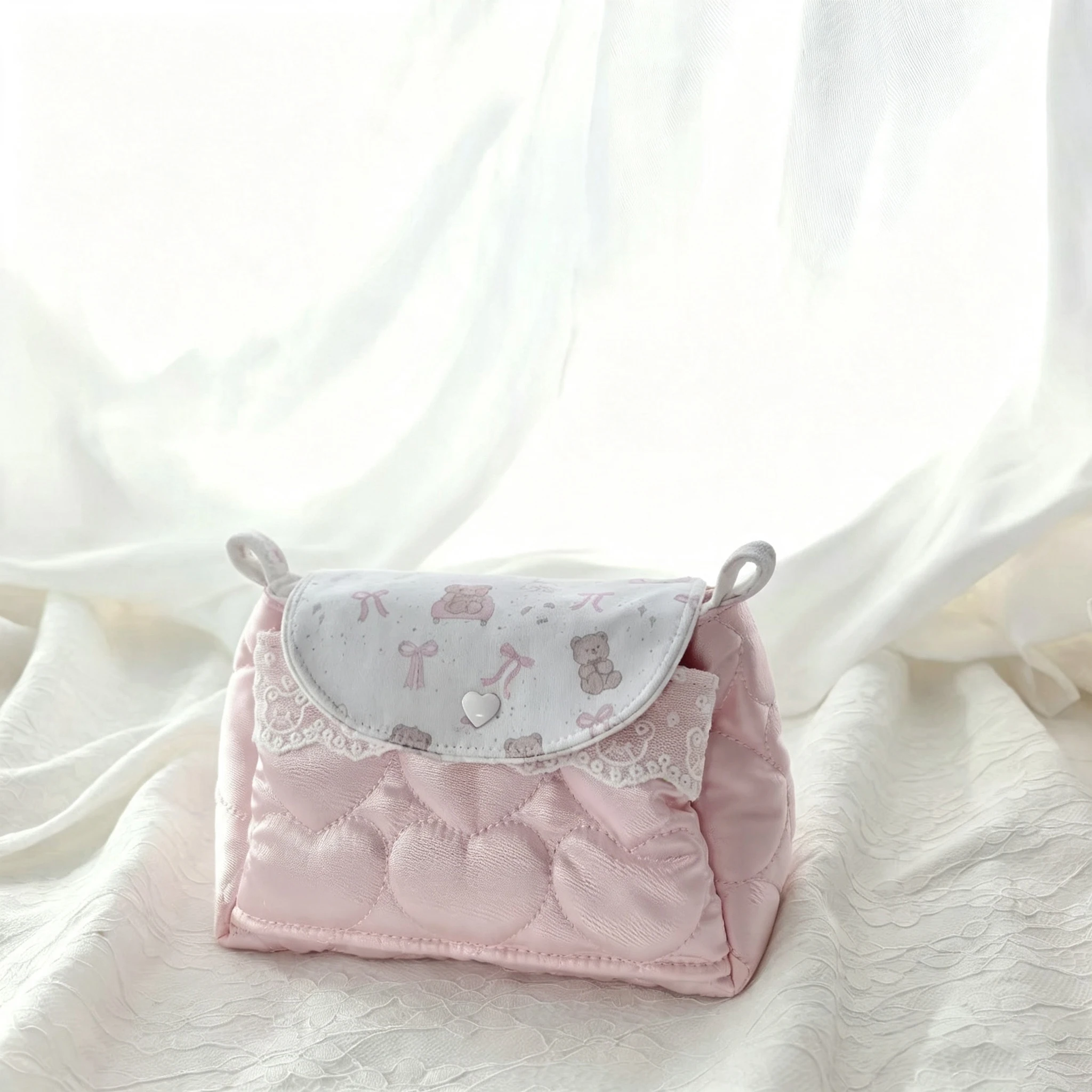 New Soft Cute Little Bear Love Handmade Three-Layer Storage Bag Ins Style High-Value Decorative Bag Diy Portable Storage Bag