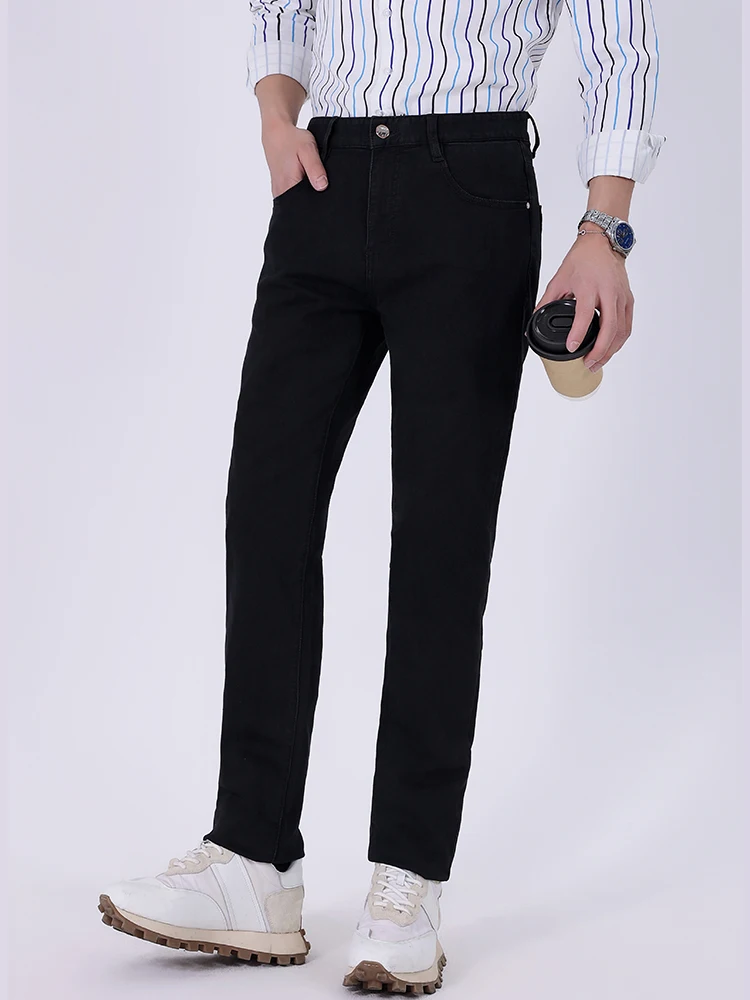 

Jeans For Men 2024 Four Seasons New Loose Straight Top Grade Business Fashion Elastic Casual Pants Black