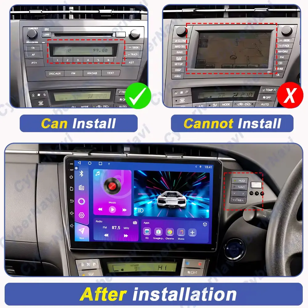 Android Player For Toyota Prius XW30 2009 2010 2011 2012 2013- 2015 LHD Carplay Car Head Unit Radio Stereo Multimedia GPS QELD
