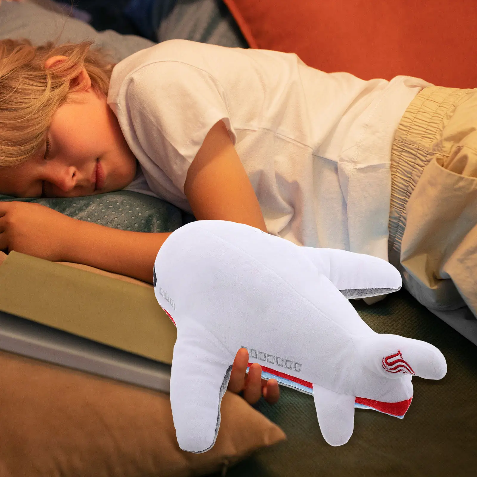 Vibrant Detailed Stuffed Airplane Comfort Pillow for Children Soft Huggable Aircraft Decor Travel Bed Sofa Car Use Birthday