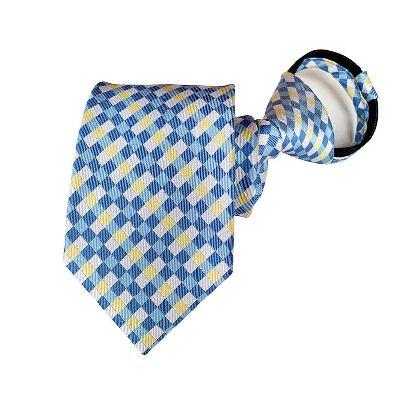 Vendita calda stile 8 cm cravatta con cerniera uomo sposo cravatta da sposa pigro pre-annodata cravatta con cerniera a righe per uomo donna all'ingrosso