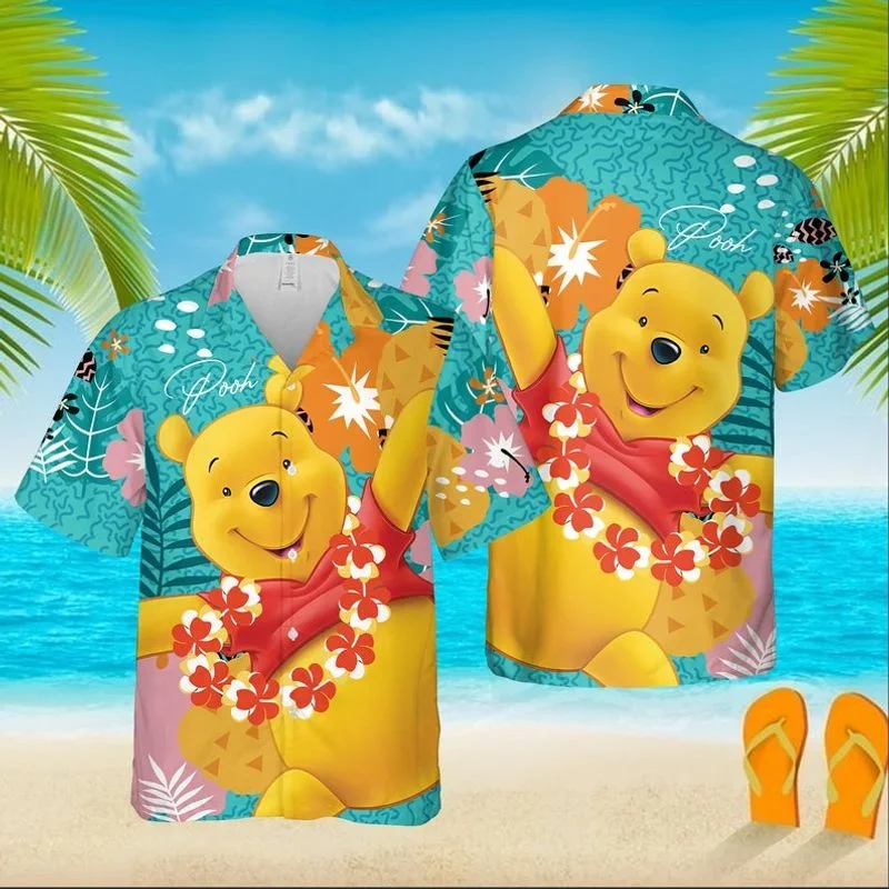 Winnie the Pooh Disney Tropical Forest All Over Print 3d Hawaiian Aloha Beach Shirt Disney Winnie the Pooh Hawaiian Shirt