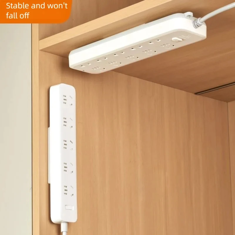 1-5PC Self-Adhesive Sliding Rail Power Strip Holder - Plastic Cable Management Rack for Home Socket & Wire Tidying