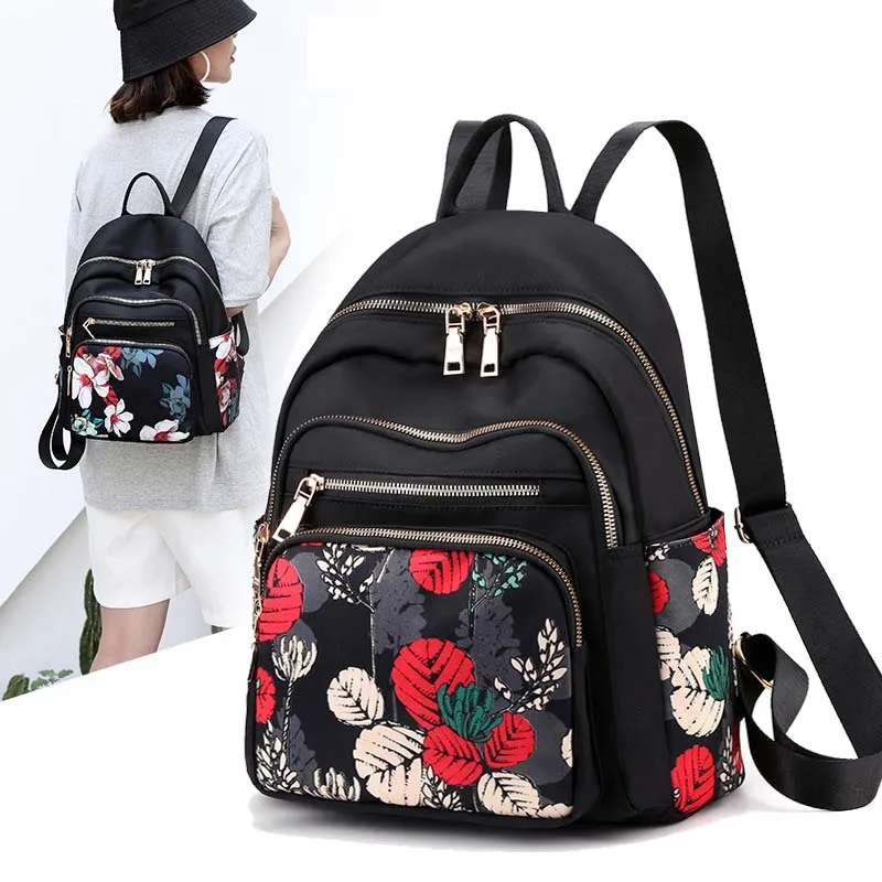 High Quality Women Waterproof Nylon School Bags 2023 New Casual Print Backpack for Teenage Girls Fashion Mommy Travel Backpack