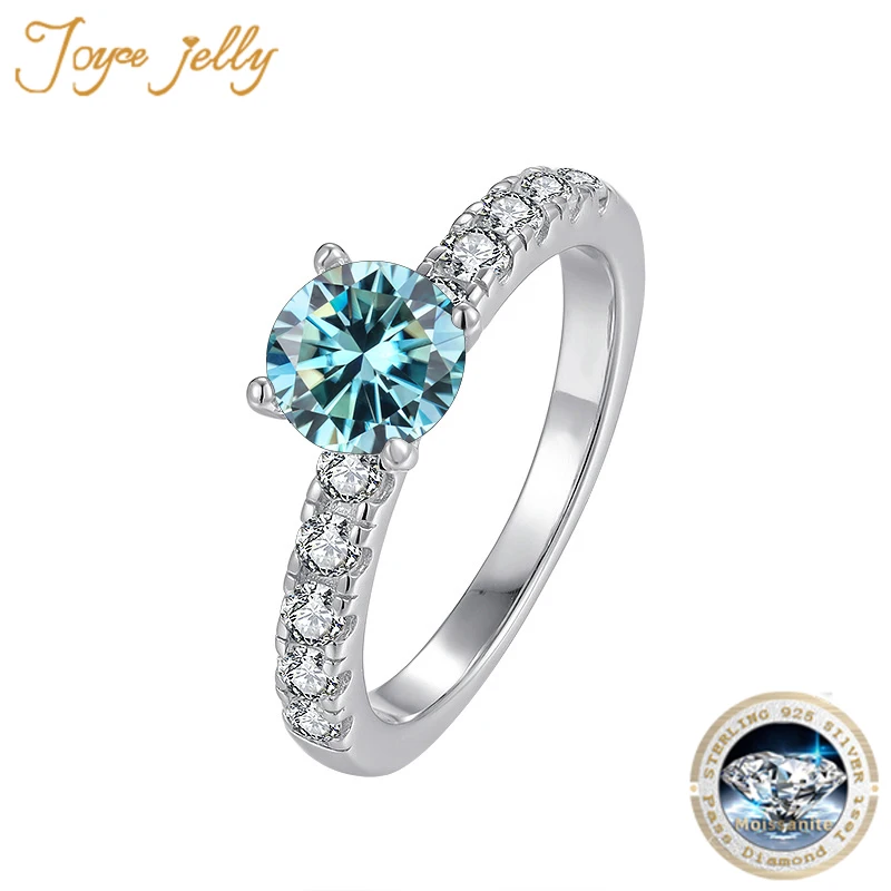 

JoyceJelly Women's D Color 1 Carat Moissanite Diamond Ring Wedding 925 Sterling Silver Jewelry Classical Four Claw Design Gift