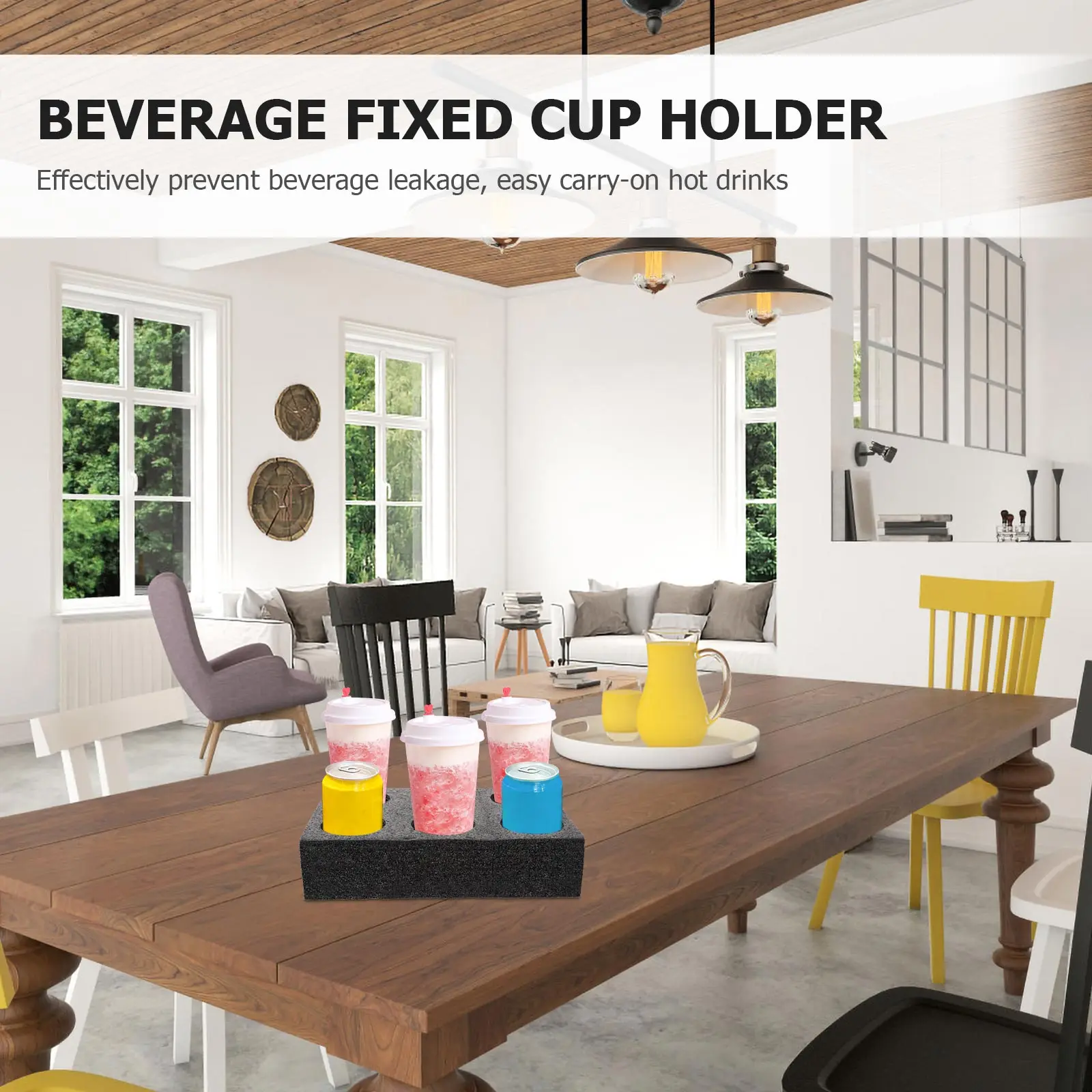 

2pcs Black 6-Hole Thickened Pearl Cotton Beverage Holders Coffee Tea Milk Drink Carrier Tray Takeout Cup Trays Packing