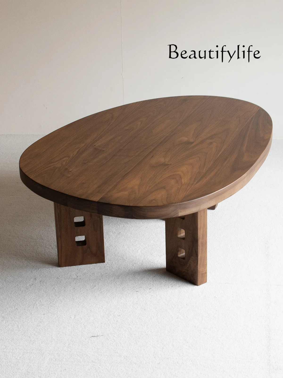 

Black Walnut Wooden Tea Table Japanese Style Solid Wood Special-Shaped Tea Table