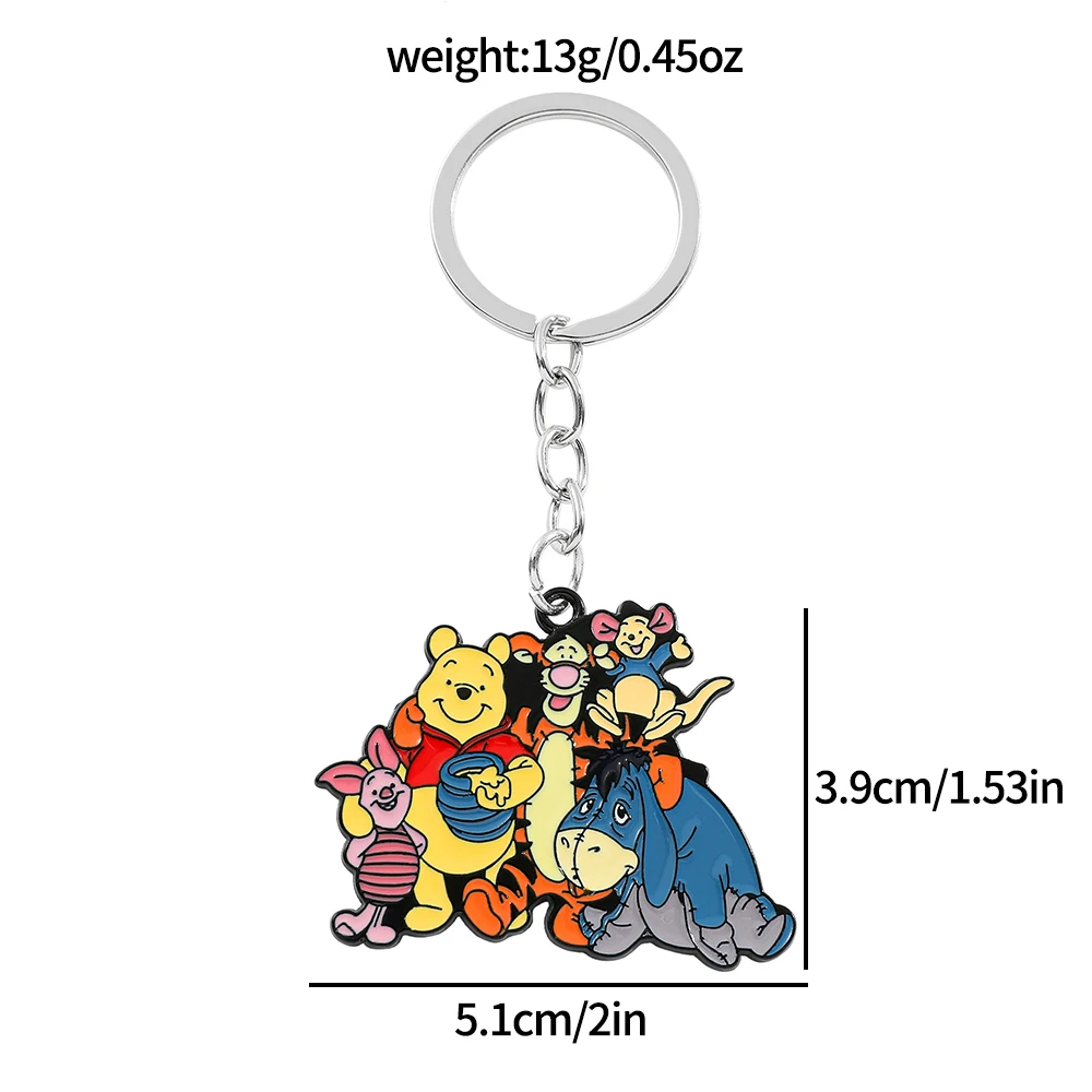 Disney Pooh Bear Keychain Cartoon Winnie Tigger Eeyore Piglet Keyrings For Best Friends Backpack Accessories Gifts