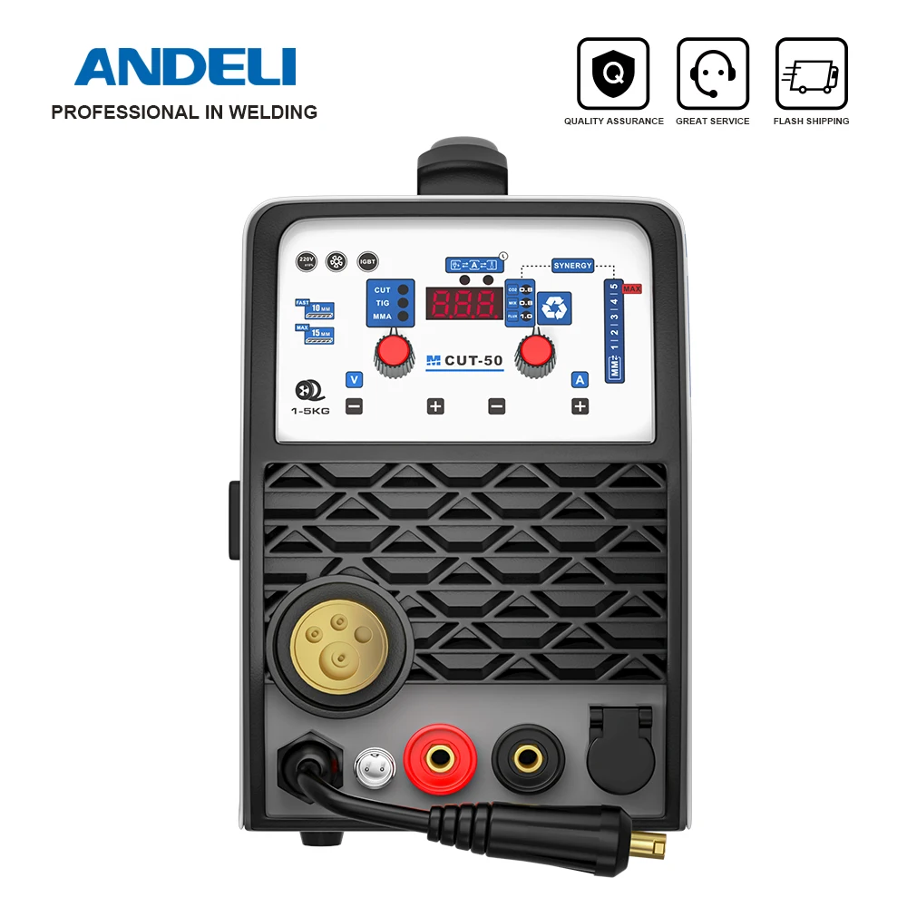 Imagem -02 - Andeli Multi-função Máquina de Solda Mig Corte Arco Mma em Soldador Semiautomático Mig Plasma Corte Vara m Corte50 Cortador 220v