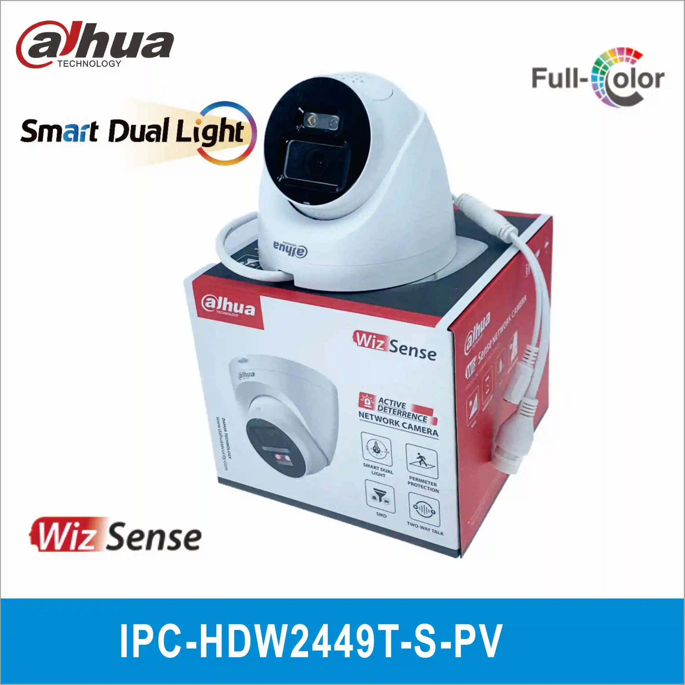 Dahua IPC-HDW2449T-S-PV 4MP Smart Dual Light Active Deterrence Fixed-focal Eyeball WizSense Network Camera Sound and light alarm