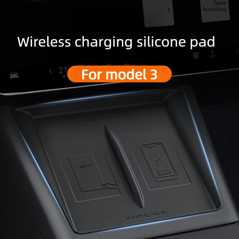 For Model 3 Highland Model Y Juniper Central Control Wireless Charging Pad Upgraded Silicone Anti Slip Mat Interior Accessories