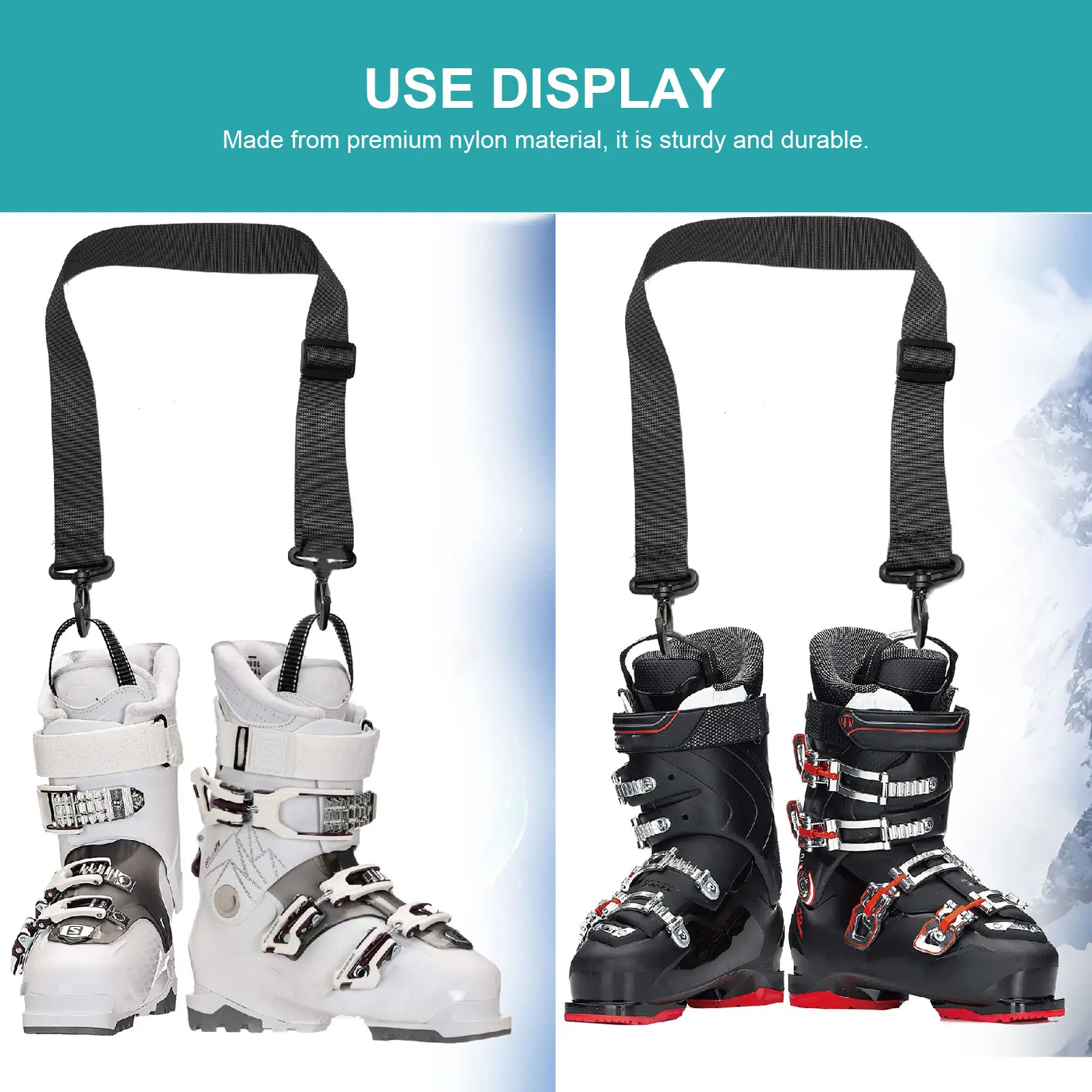 

4pcs Ski Boot Carrier Strap Adjustable Snowboard Boot Shoulder Strap Durable Nylon Hand Carry For Men Women Lightweight Red