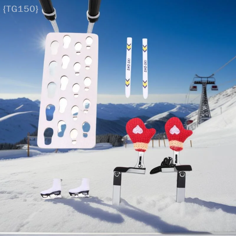 1 Juego de casa de muñecas en miniatura, tabla de esquí de madera, decoración de escena navideña, casa de muñecas, accesorios de Navidad, juguetes para niños, regalo