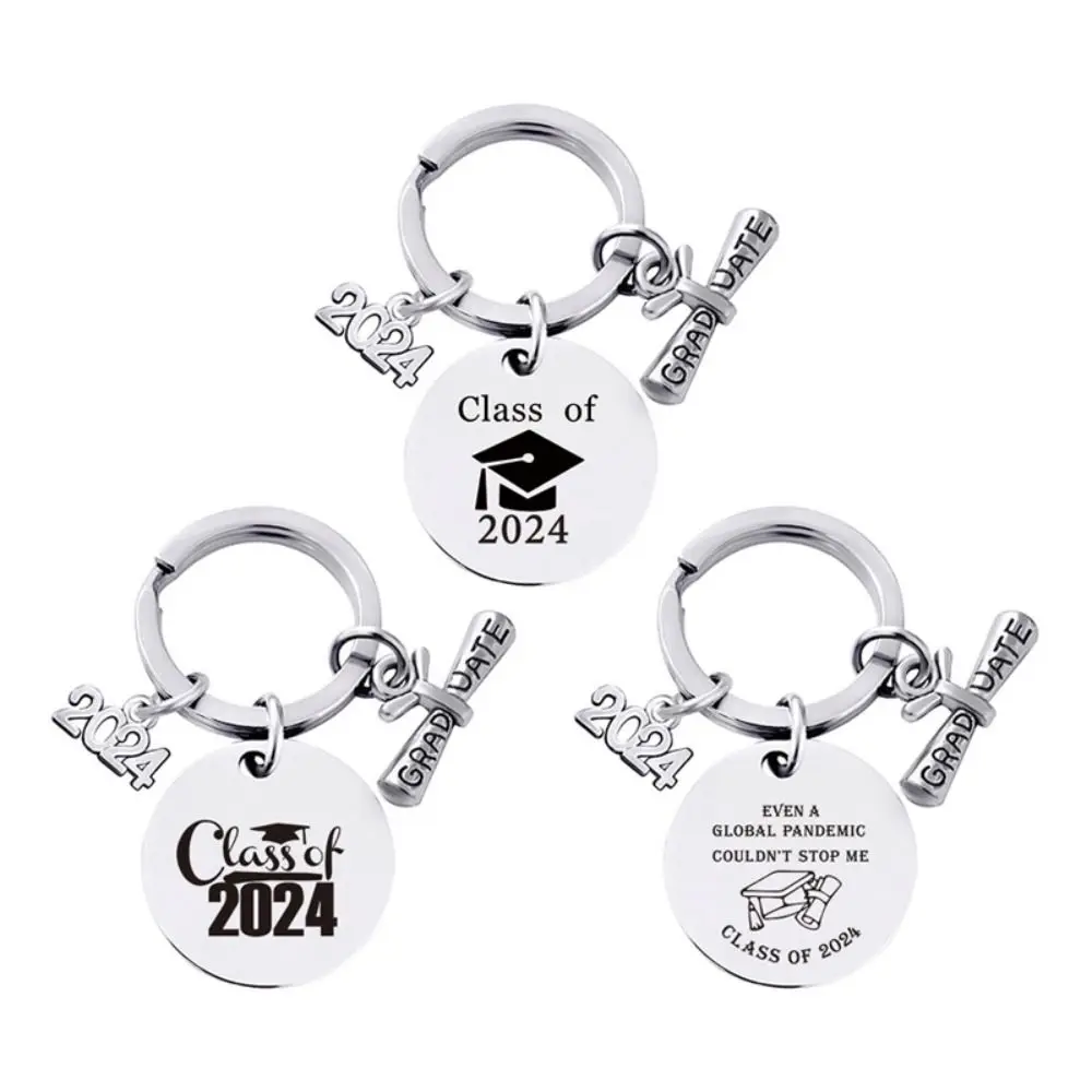 Graduation Ceremony Keychain Stainless Steel Decorative School Graduate Pendant Gifts Commemorative Metal