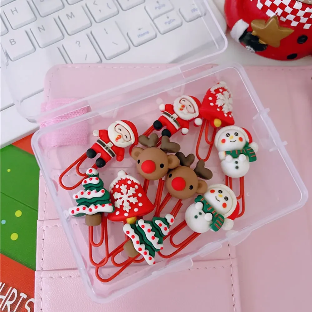 2Pcs Christmas Paperclips Mini Cute Tickets Photo Clips Notebook Planner Bookmarks Kids Gifts School Office Binding Supplies