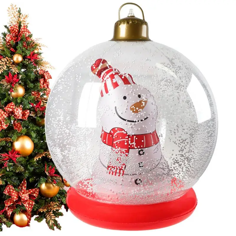 Inflatable Christmas Balls Outdoor Snowman Balloon 22 Inch Large PVC Christmas Decorated Ball Ornament Outside Christmas Blow