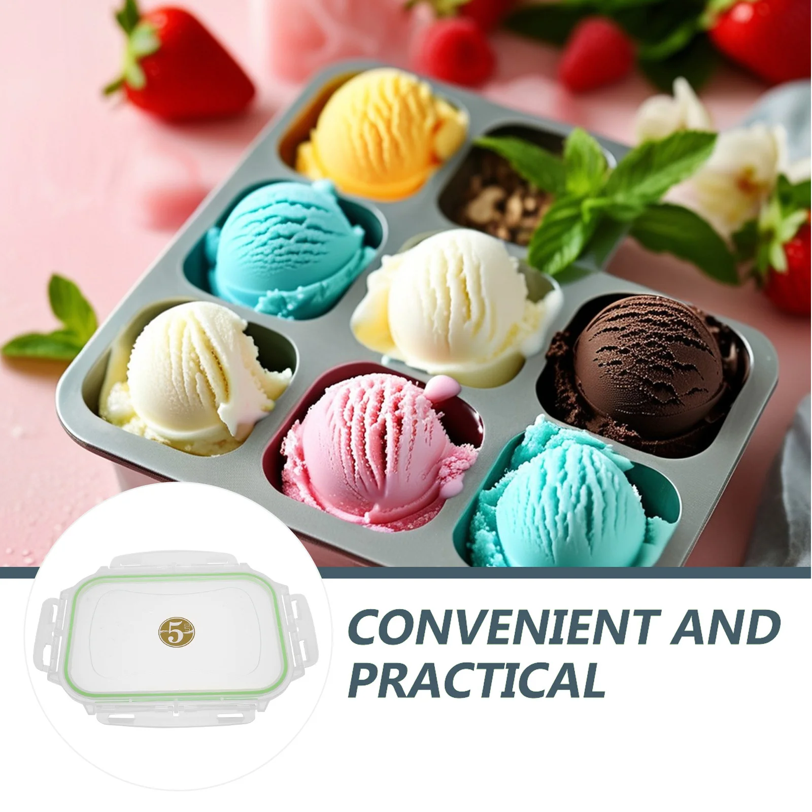 

2Pcs Reusable Plastic Ice Cream Tub Covers Rectangular Food Storage Container Lids Replacement Freezer Bento Food Box Seal