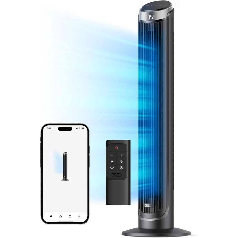 

Smart Tower Fan for Bedroom,Velocity Floor Fan with Remote, Standing Fans for Indoor,12H Timer, Voice Control Bladeless Room Fan