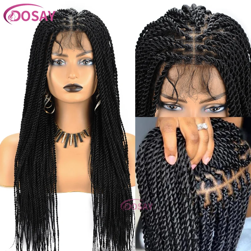 Long 36“ Senegalese Twist Braided Wigs Synthetic Full Lace Front Wig Knotless Box Braids Wig Black Women Cornrow Box Braided Wig