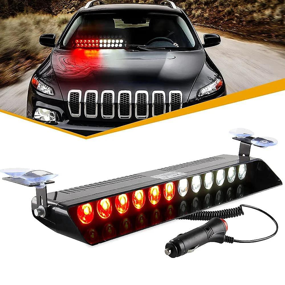 

Police Lights Car LED Strobe Lamp 12LED Red/Blue White Signal Lamps Flash Dash Emergency Flashing Windshield Warning Light 12V