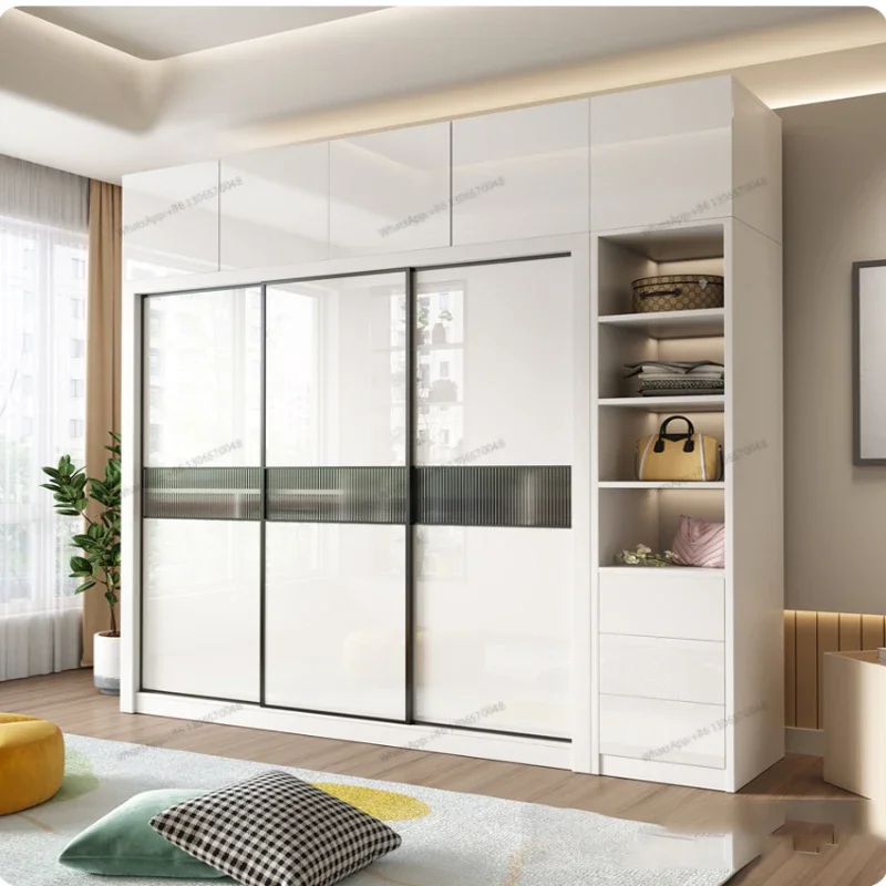 Modern Minimalist Sliding Door Wardrobe, 1.2/1.8/2 Meter Household Bedroom Sliding Door Painted Wardrobe