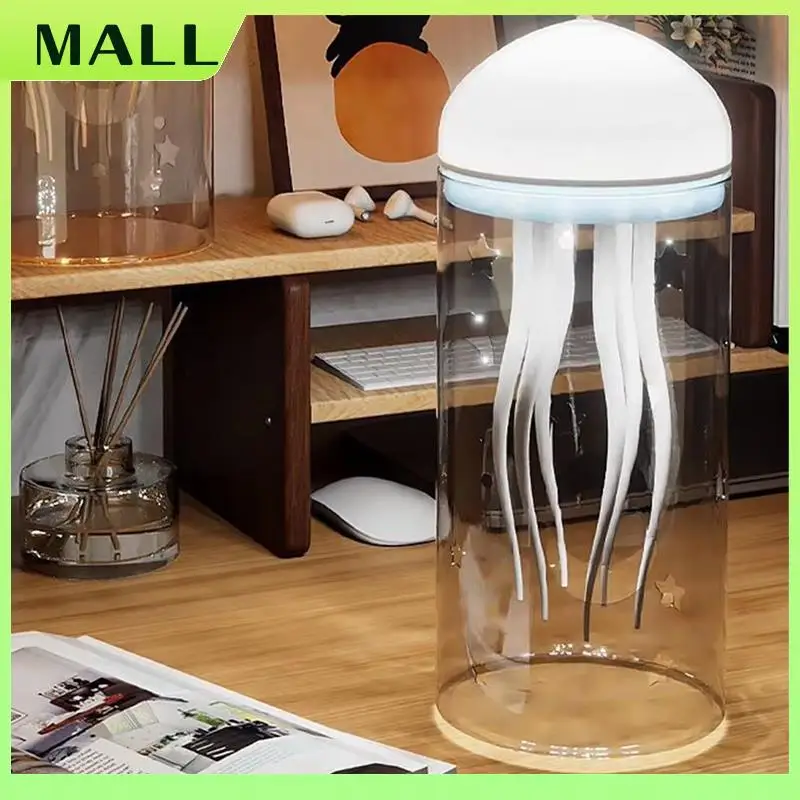 MALL 회전 해파리 야간 조명 슬리핑 라이트 음성 제어 분위기 조명 장식 Type-C 데스크탑 충전