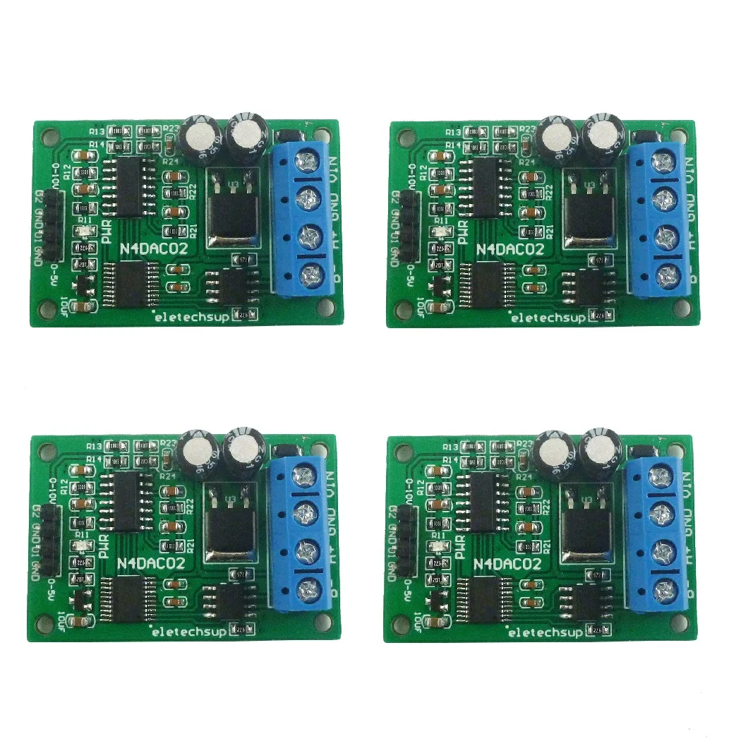 12V 24V 2CH 0-5V 0-10V 4x N4DAC02  PWM to Voltage Analog Converter DAC Module RS485 Modbus RTU 03 06