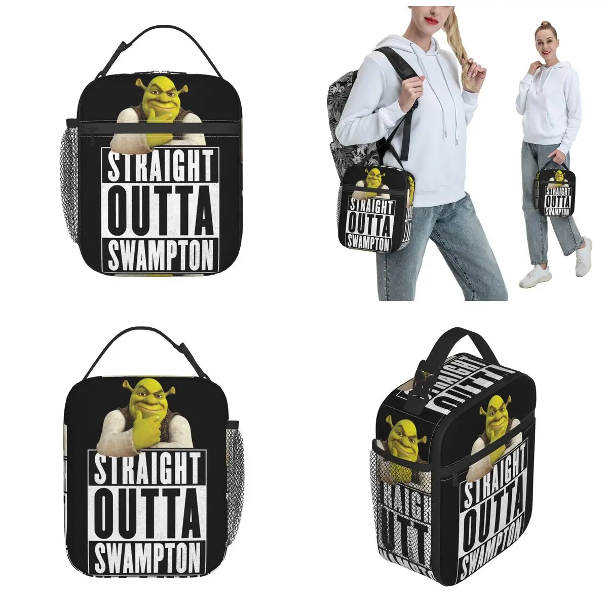 Shreks Straight Outta Swampton Insulated Lunch Bag Funny Food Container Portable Thermal Cooler Lunch Boxes For Work