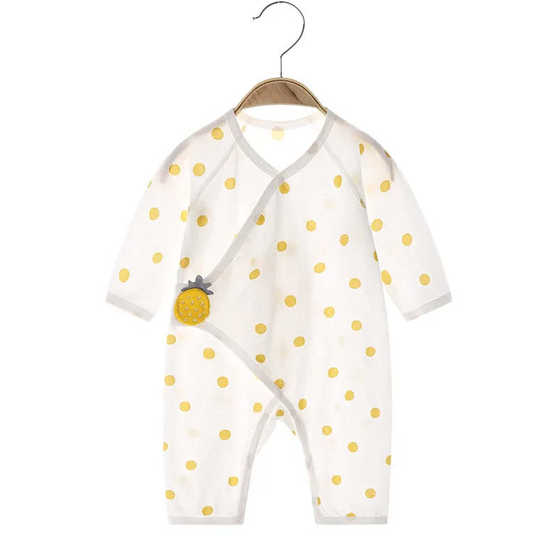 Newborn Baby Summer Thin   Polka DotRomoers Long Sleeved Ha Clothes Todder Baby Climbing Air-conditioning Suit Pajamas Onesie