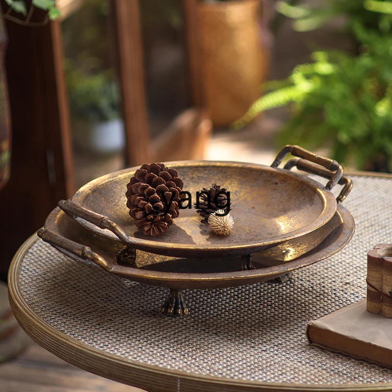 LHHM,  wrought iron handicrafts make old plates, living room round tray, home desktop decoration