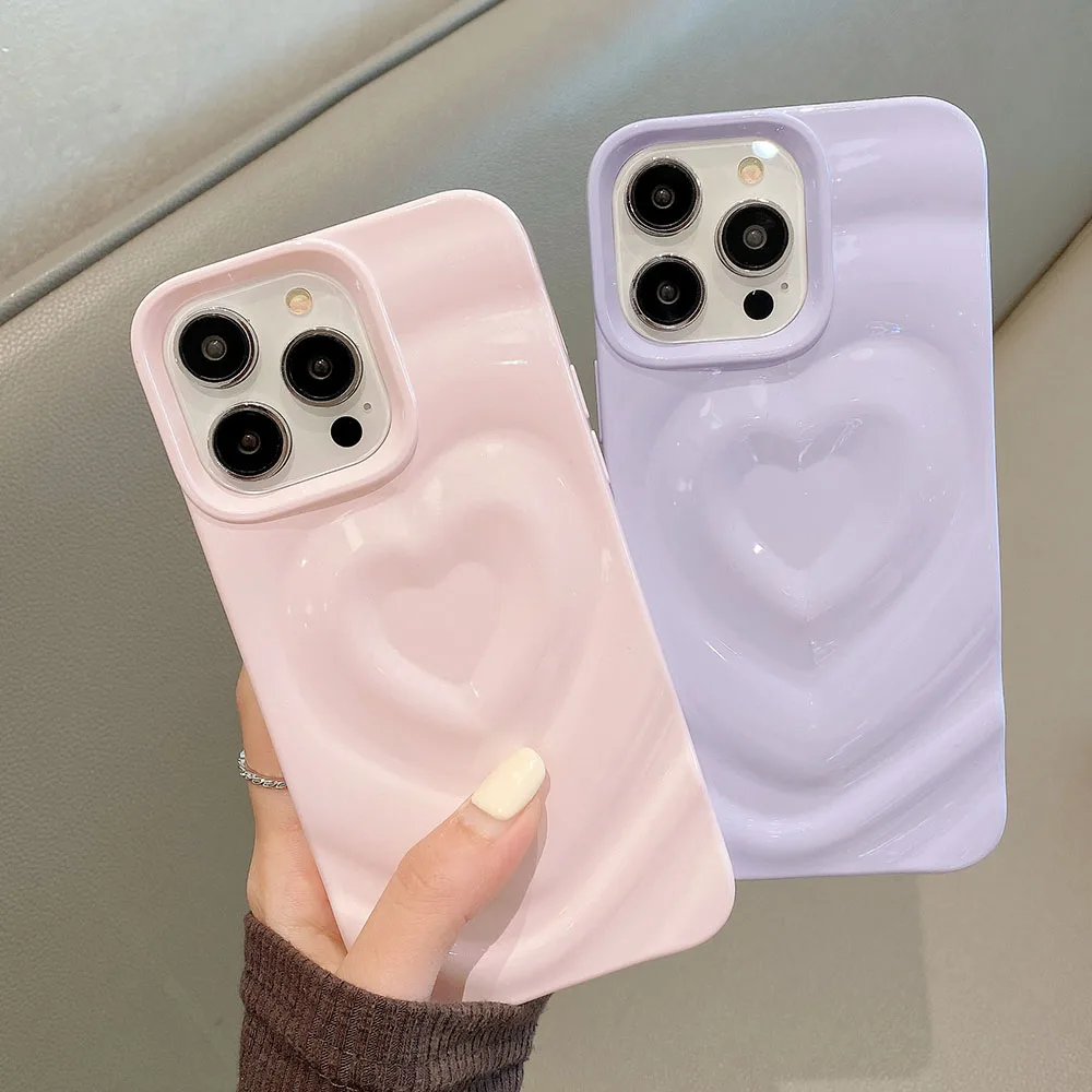 Wave Heart Case For iPhone 16 15 13 14 12 Pro Max 11 Phone Cases