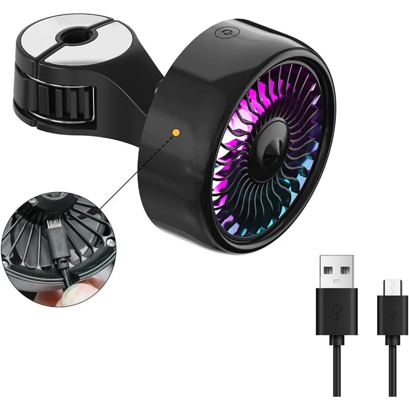 

Автомобильный вентилятор Plug Play, RGB-подсветка, 3-скоростной USB-охладитель на спинку сиденья, встроенный крючок, внутренний декоративный декор, аксессуар для системы охлаждения автомобиля